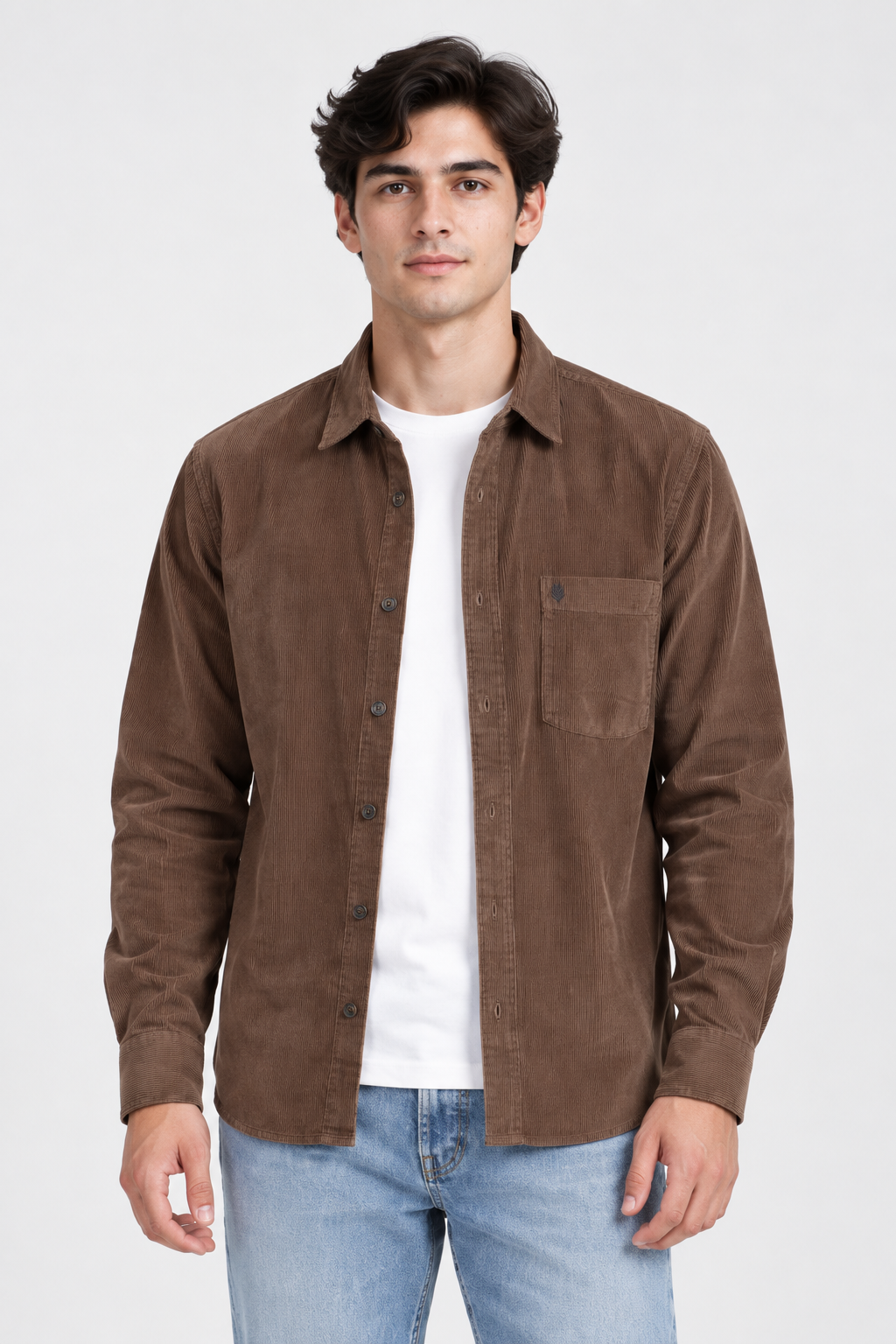 Men’s Regular Fit Corduroy Shirt – Mouse Full Sleeve Casual Shirt