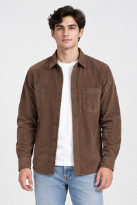Men’s Regular Fit Corduroy Shirt – Mouse Full Sleeve Casual Shirt