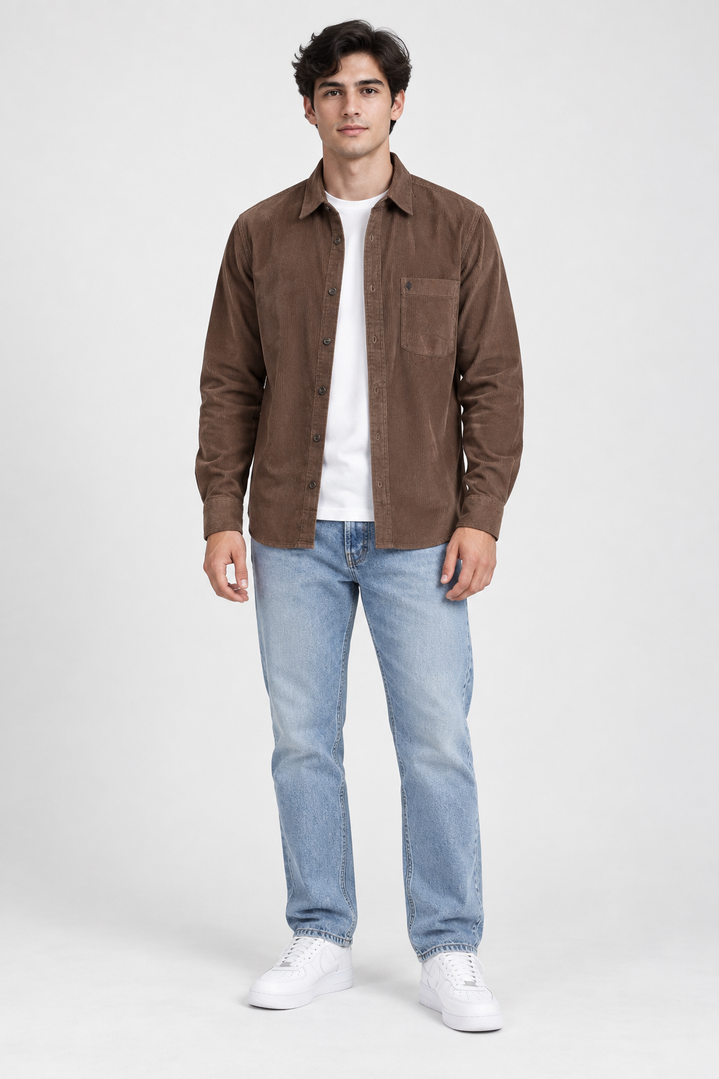 Men’s Regular Fit Corduroy Shirt – Mouse Full Sleeve Casual Shirt