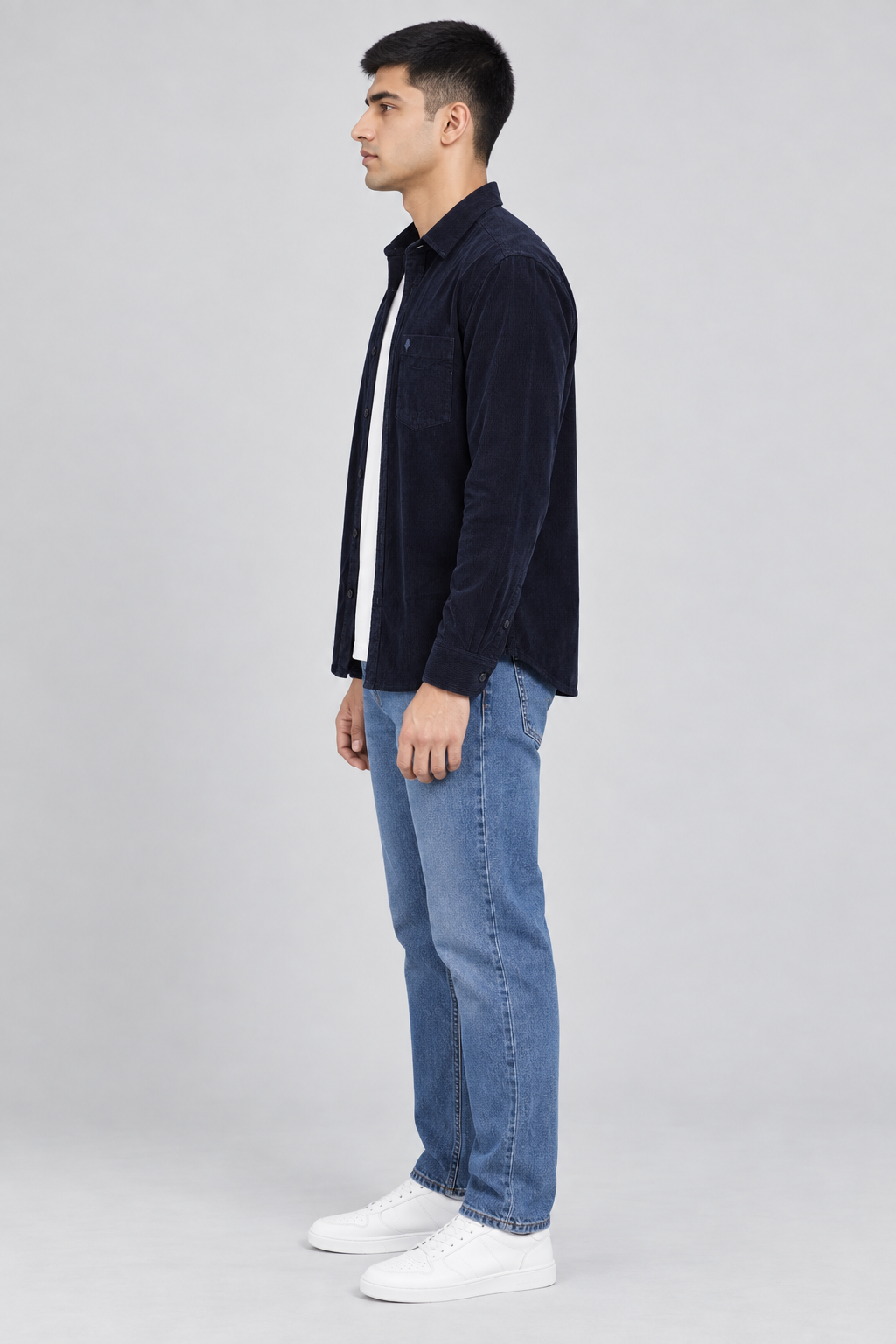 Men’s Regular Fit Corduroy Shirt – Navy Full Sleeve Casual Shirt