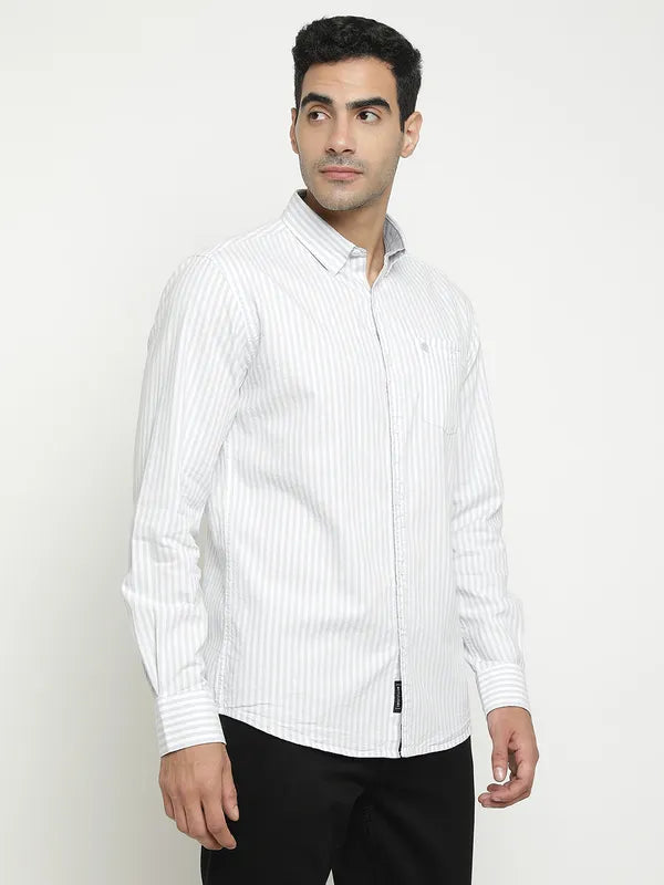 Mettle Men Blue Opaque Casual Shirt