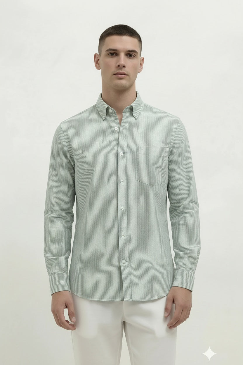 Men Fern Striped Button-Down Collar Shirt