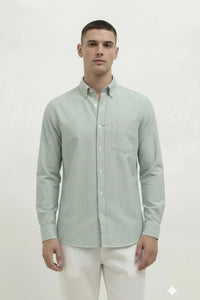 Men Fern Striped Button-Down Collar Shirt