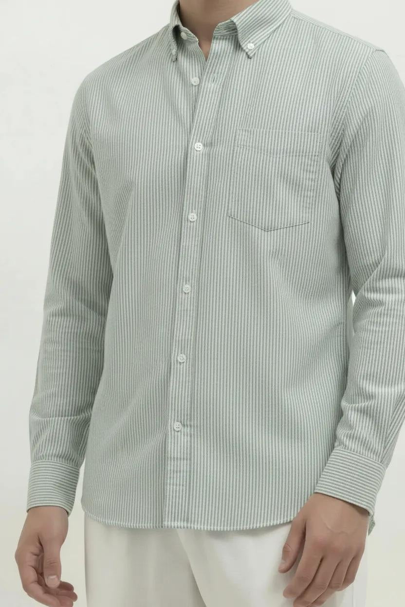 Men Fern Striped Button-Down Collar Shirt