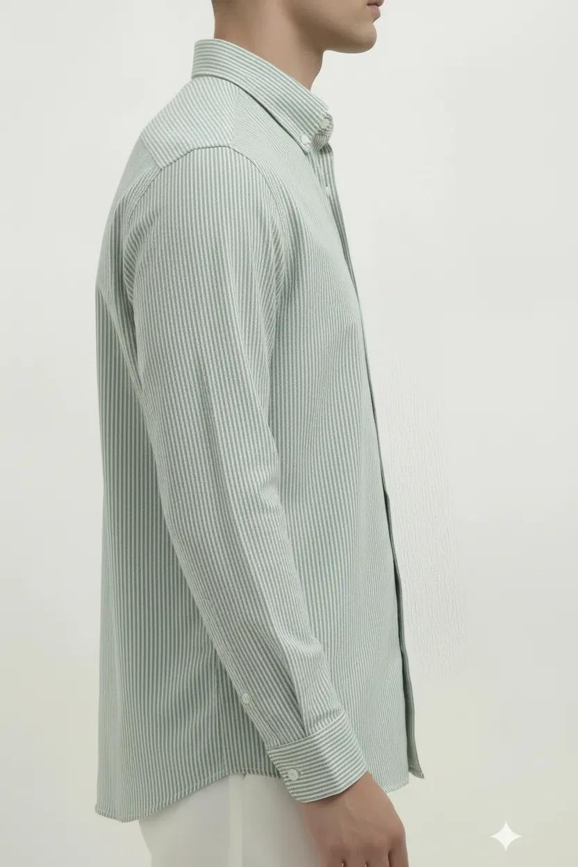 Men Fern Striped Button-Down Collar Shirt