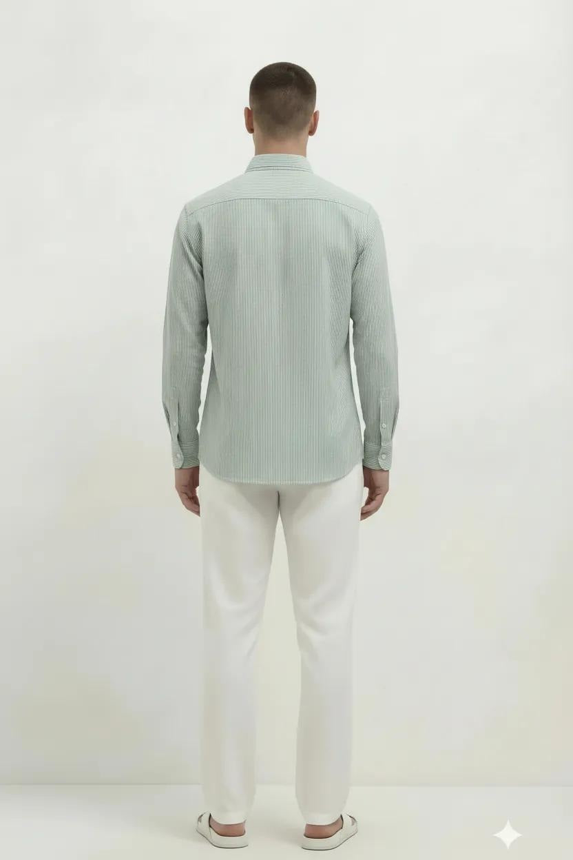 Men Fern Striped Button-Down Collar Shirt