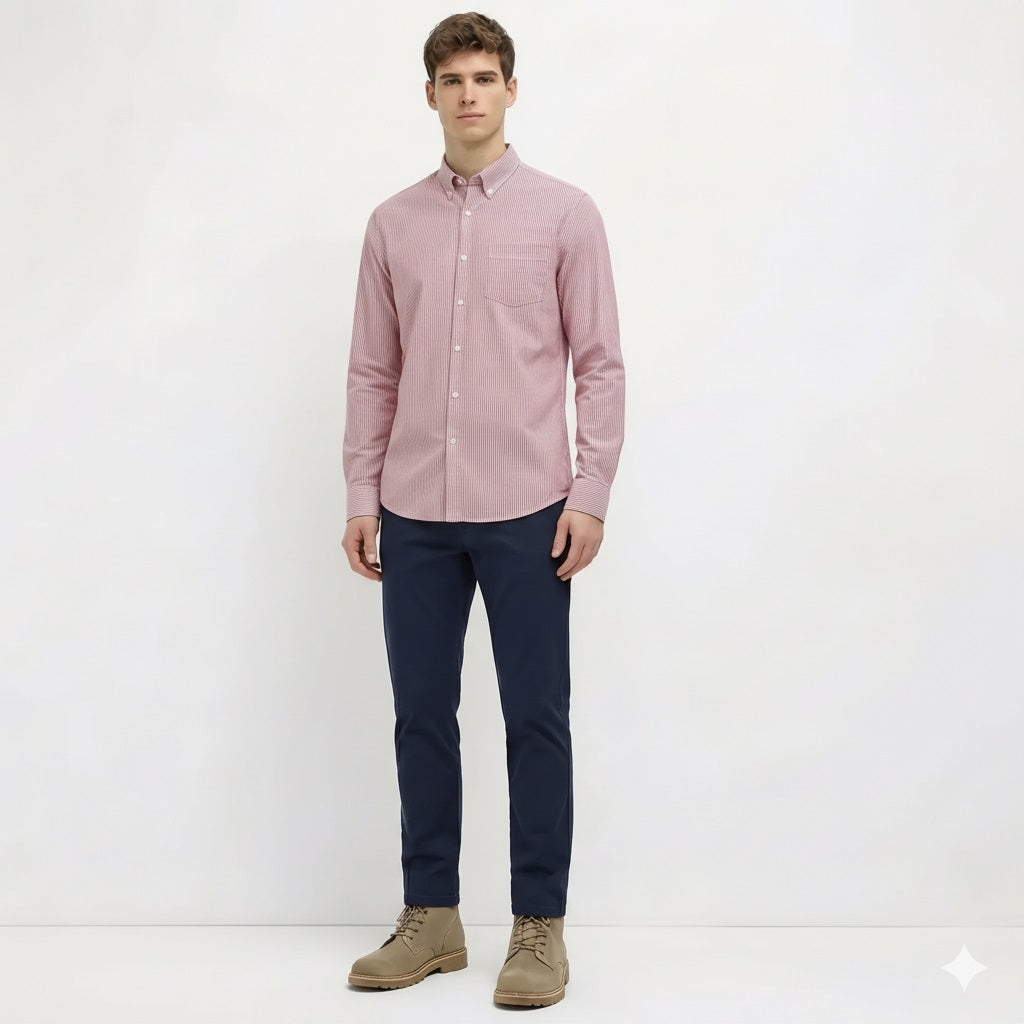 Men Merlot Striped Casual Shirt