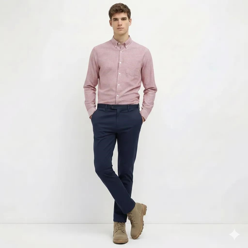 Men Merlot Striped Casual Shirt