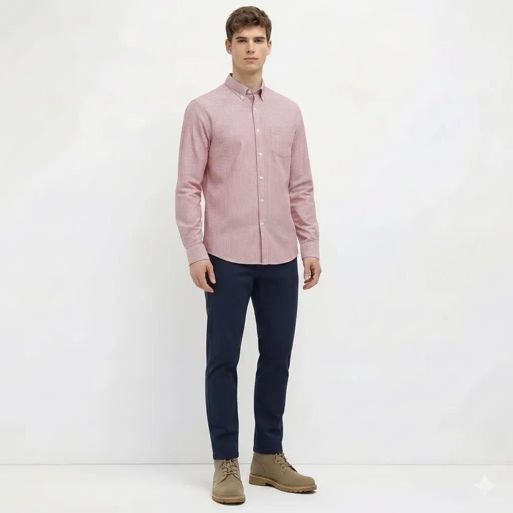 Men Merlot Striped Casual Shirt