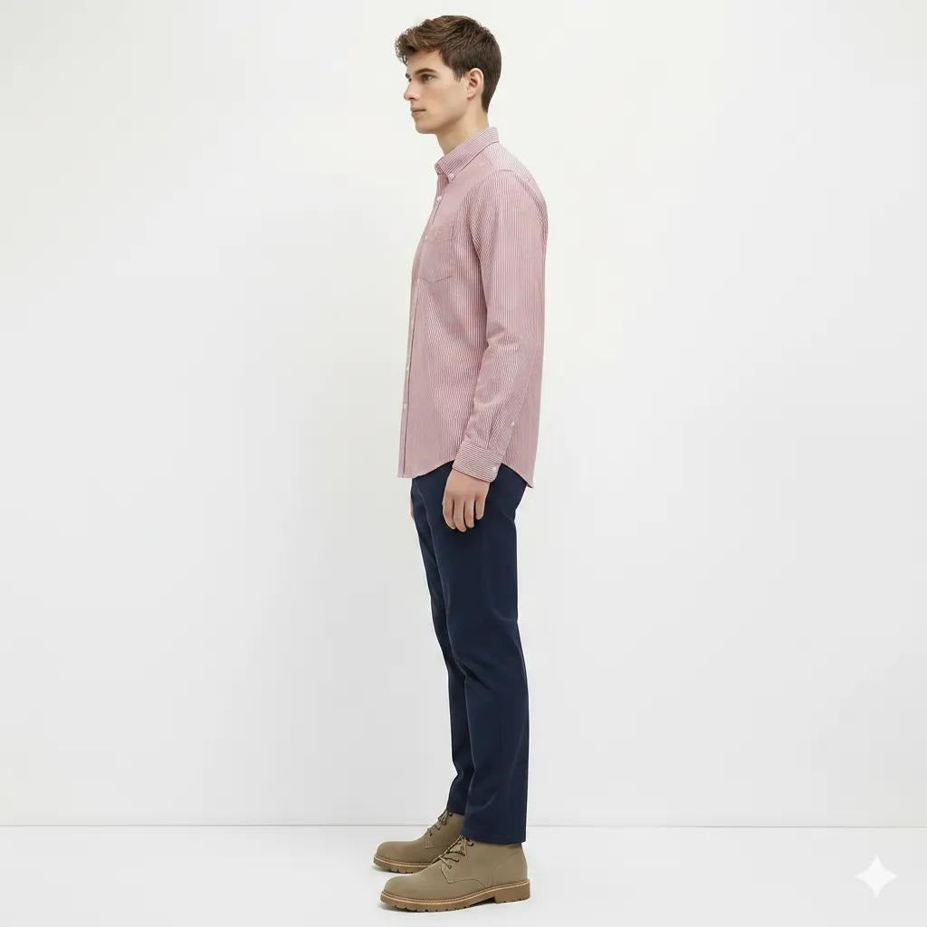 Men Merlot Striped Casual Shirt