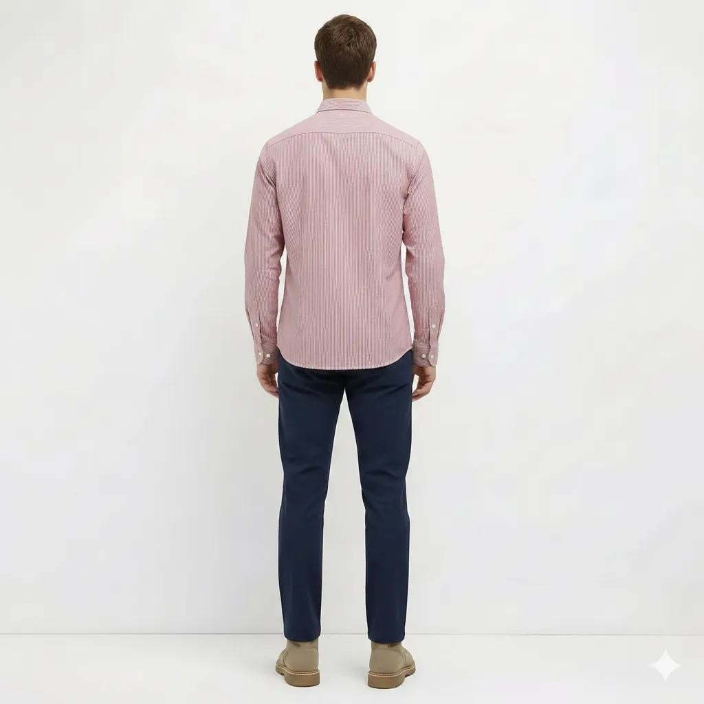 Men Merlot Striped Casual Shirt