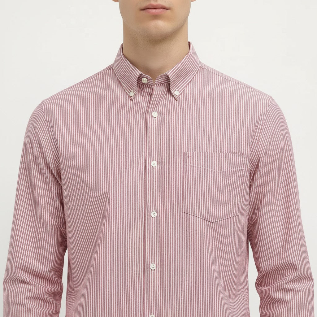 Men Merlot Striped Casual Shirt