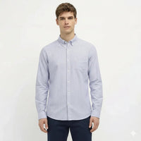 Men Navy Striped Casual Shirt