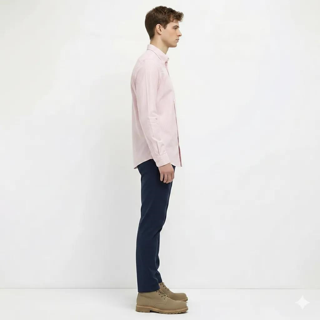 Men Peach Striped Casual Shirt
