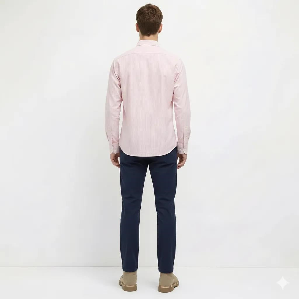 Men Peach Striped Casual Shirt
