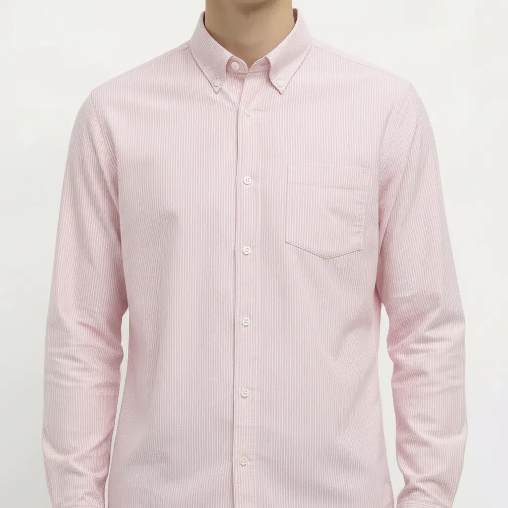 Men Peach Striped Casual Shirt