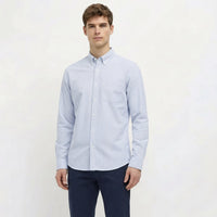 Men Sky Blue Striped Casual Shirt