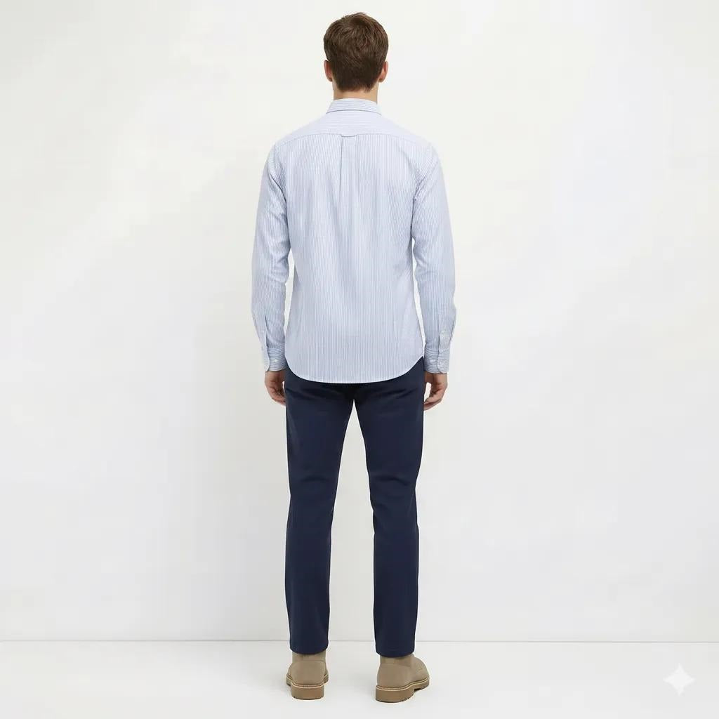 Men Sky Blue Striped Casual Shirt