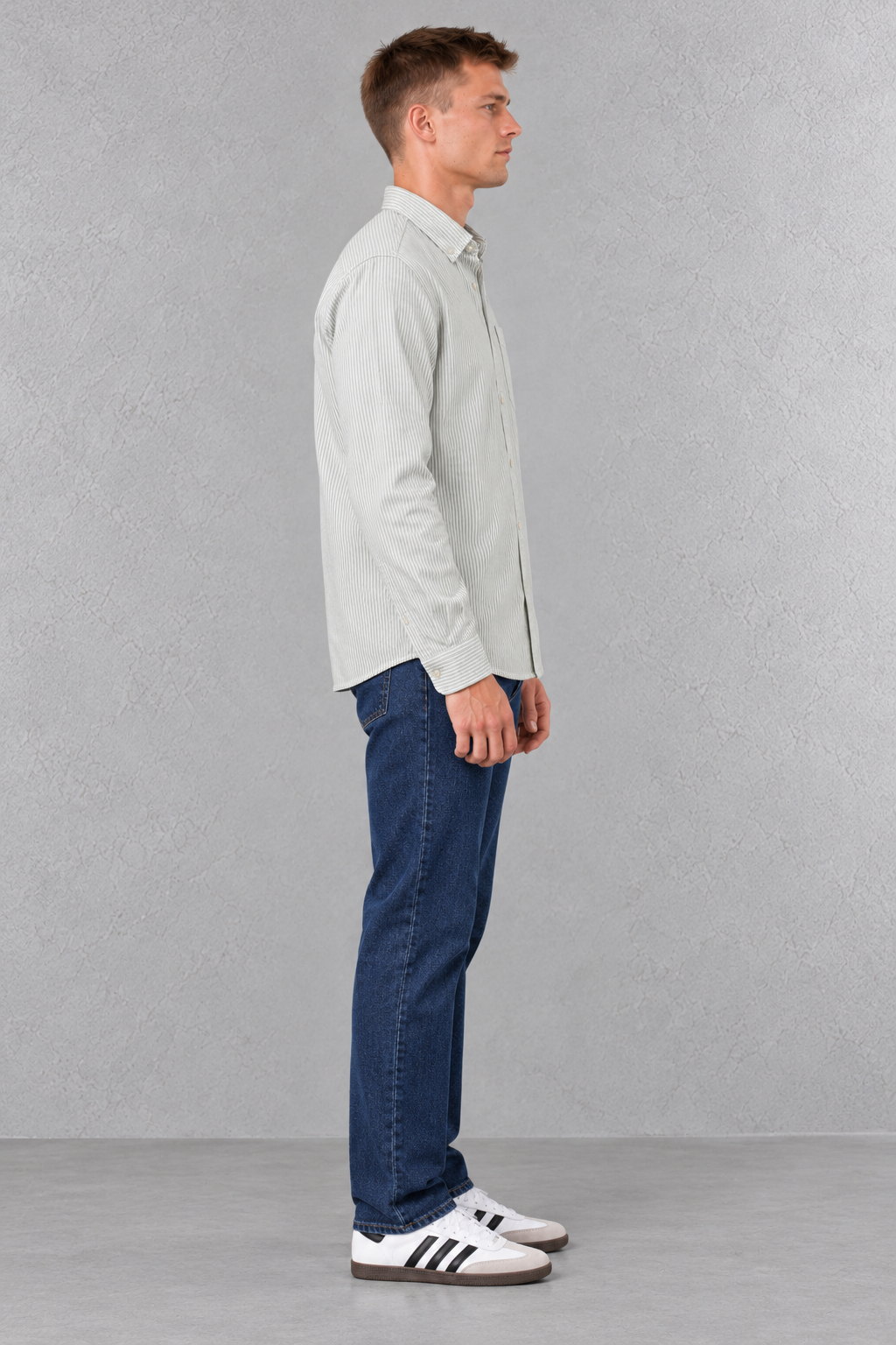 Men's Regular Fit Oxford Striped Full Sleeve Shirt with Button-Down Collar and Chest Pocket – Fern