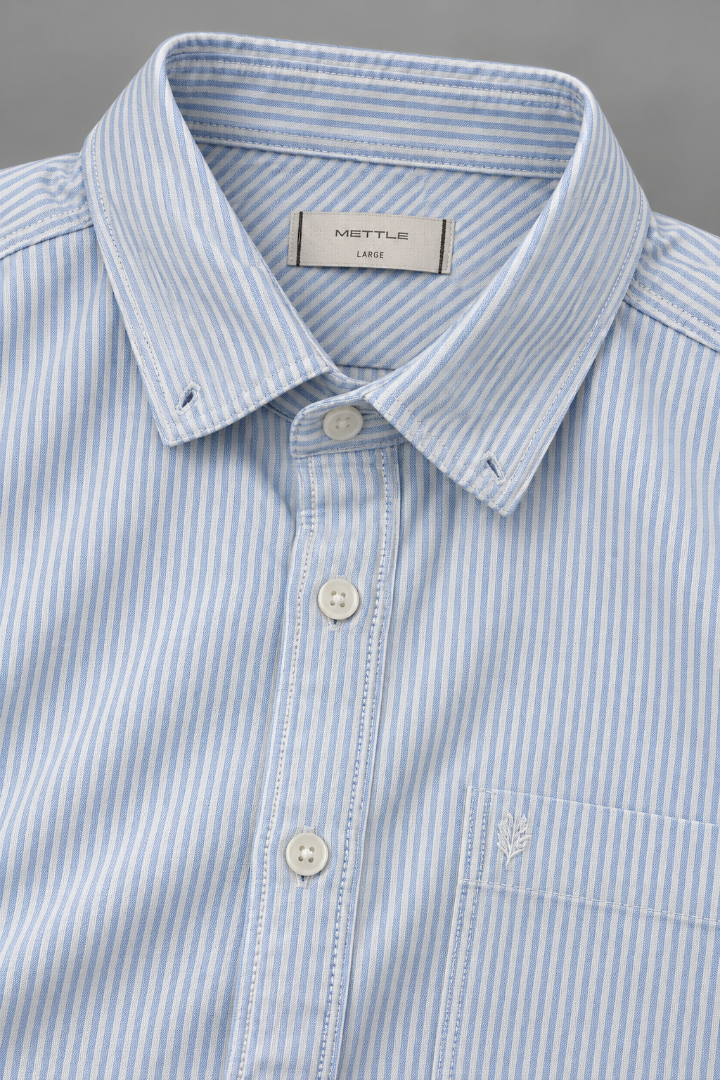 Men's Regular Fit Oxford Vertical Striped Full Sleeve Shirt with Button-Down Collar and Chest Pocket – Sky