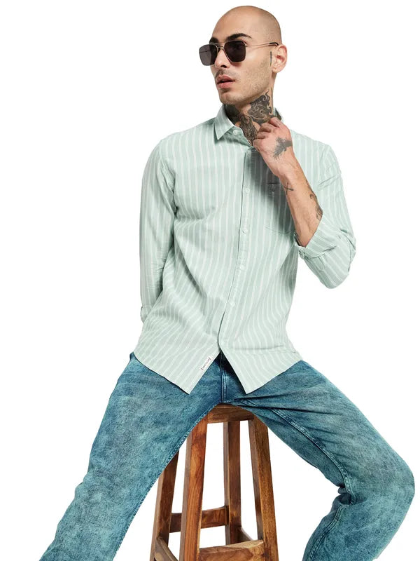 Mettle Opaque Striped Cotton Casual Shirt