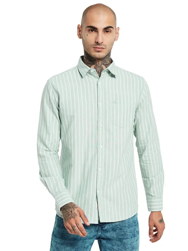 Mettle Opaque Striped Cotton Casual Shirt