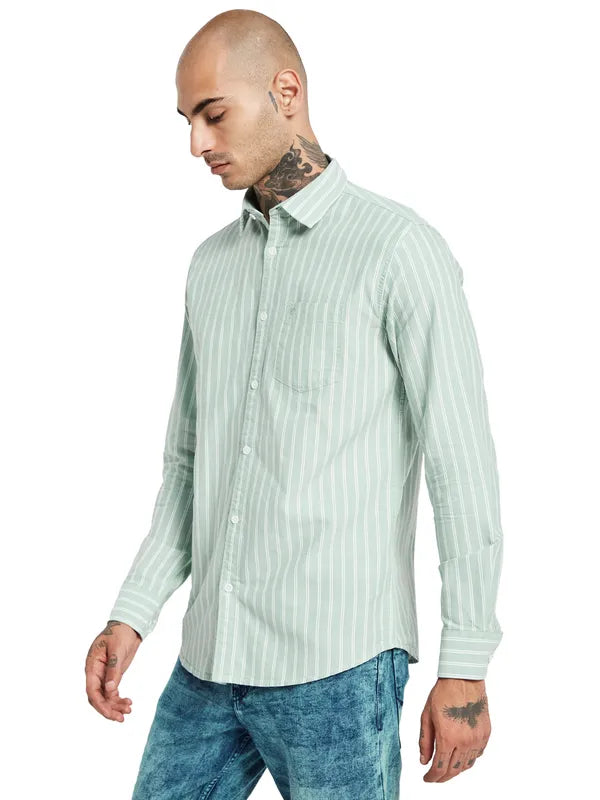 Mettle Opaque Striped Cotton Casual Shirt