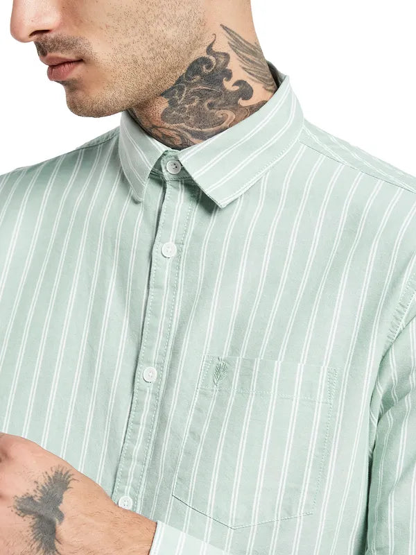 Mettle Opaque Striped Cotton Casual Shirt