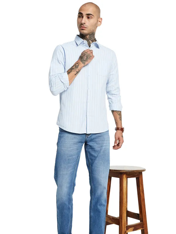 Mettle Striped Opaque Cotton Casual Shirt