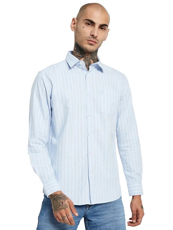 Mettle Striped Opaque Cotton Casual Shirt