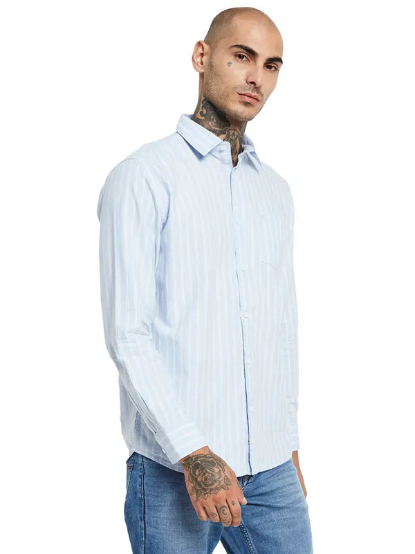 Mettle Striped Opaque Cotton Casual Shirt