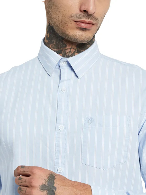 Mettle Striped Opaque Cotton Casual Shirt