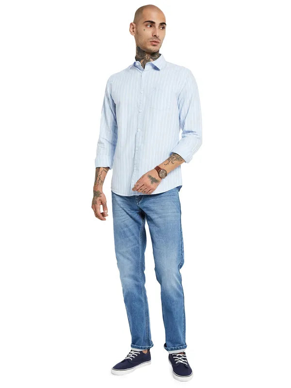 Mettle Striped Opaque Cotton Casual Shirt