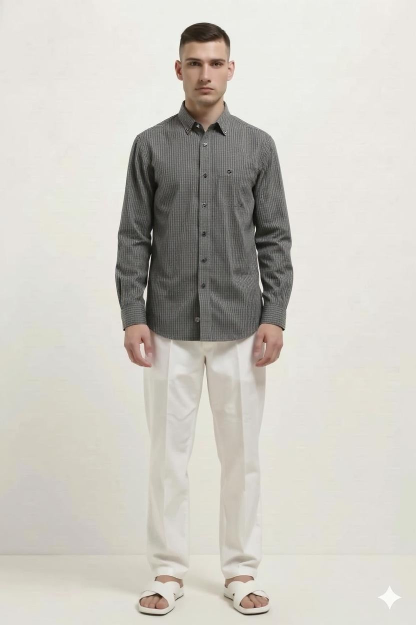Men Espresso Checked Casual Shirt