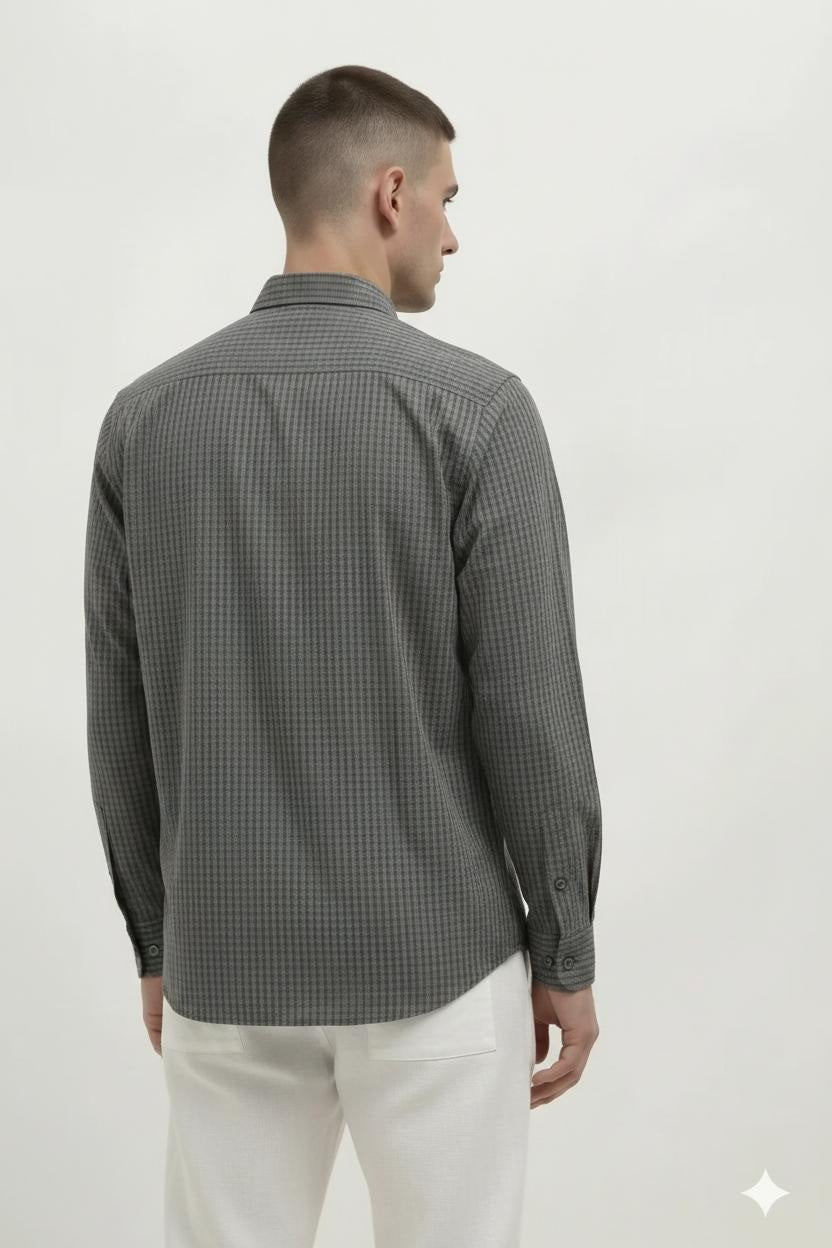 Men Espresso Checked Casual Shirt