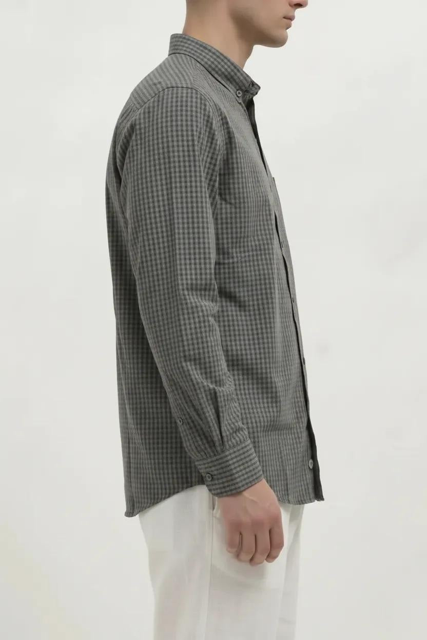 Men Espresso Checked Casual Shirt