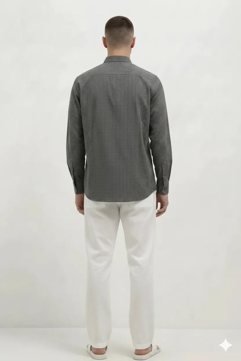 Men Espresso Checked Casual Shirt