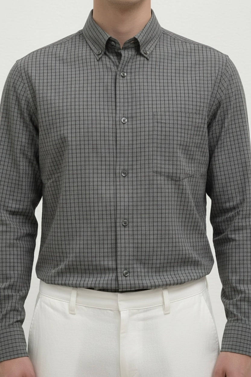 Men Espresso Checked Casual Shirt