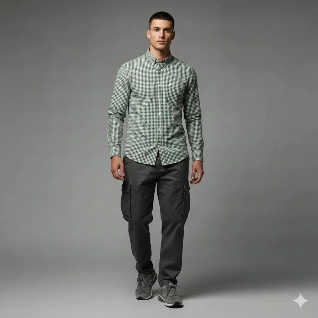Men Fern Gingham Checks Checked Casual Shirt
