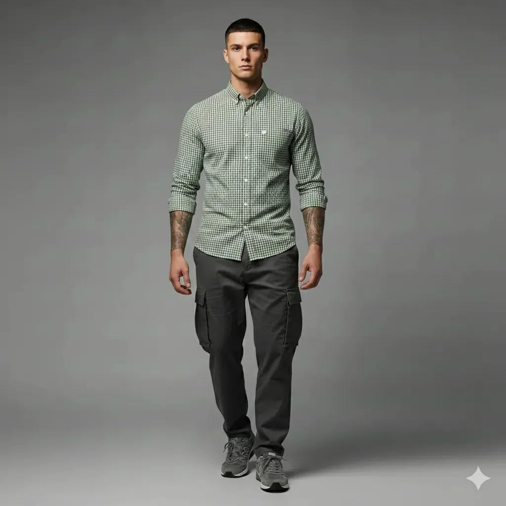 Men Fern Gingham Checks Checked Casual Shirt