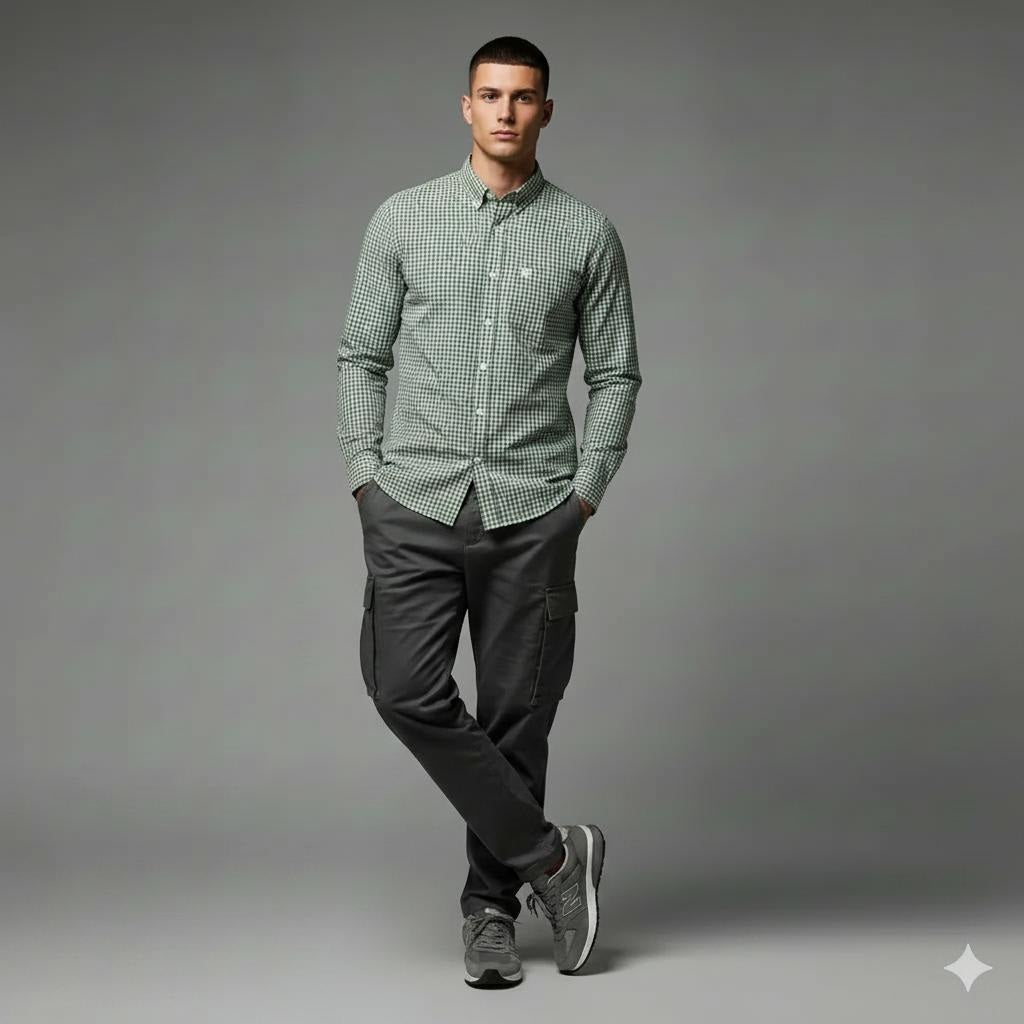 Men Fern Gingham Checks Checked Casual Shirt