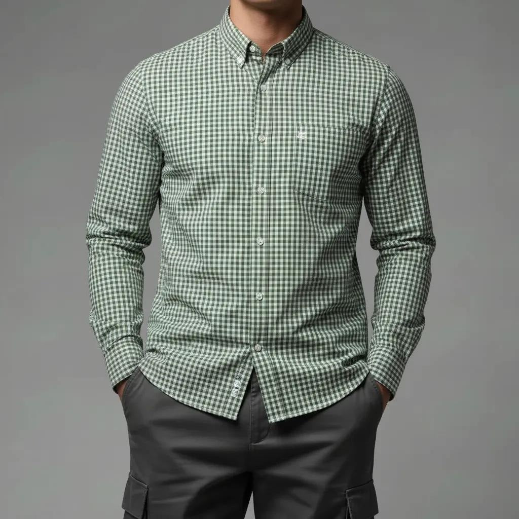 Men Fern Gingham Checks Checked Casual Shirt