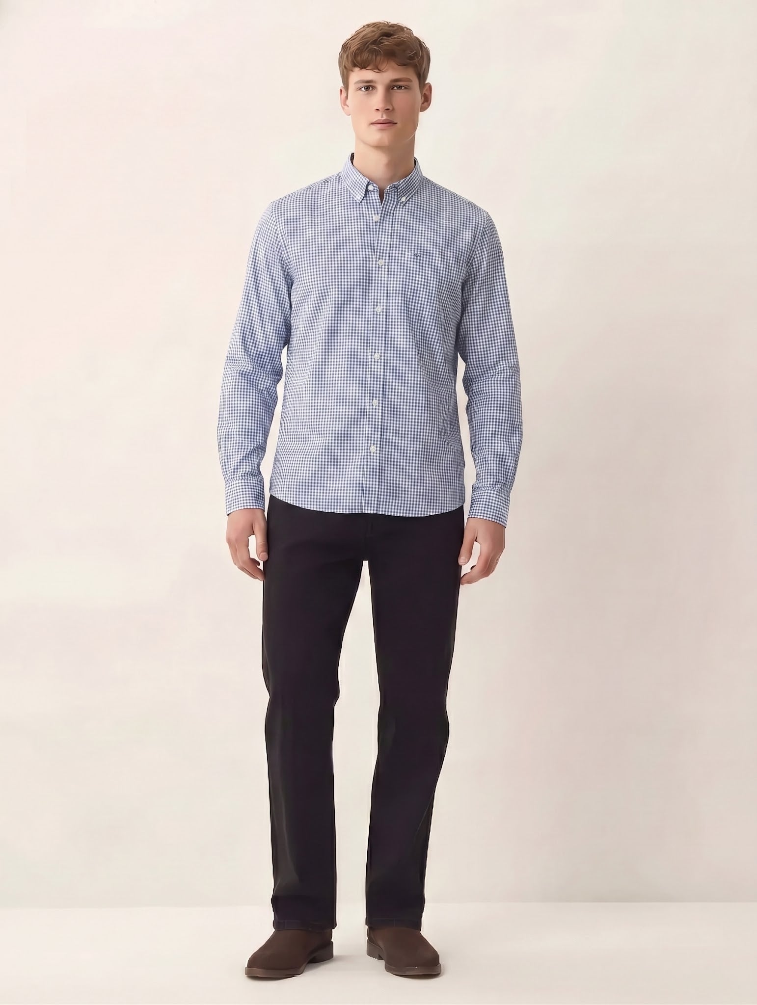 Men Sky Gingham Checks Checked Casual Shirt