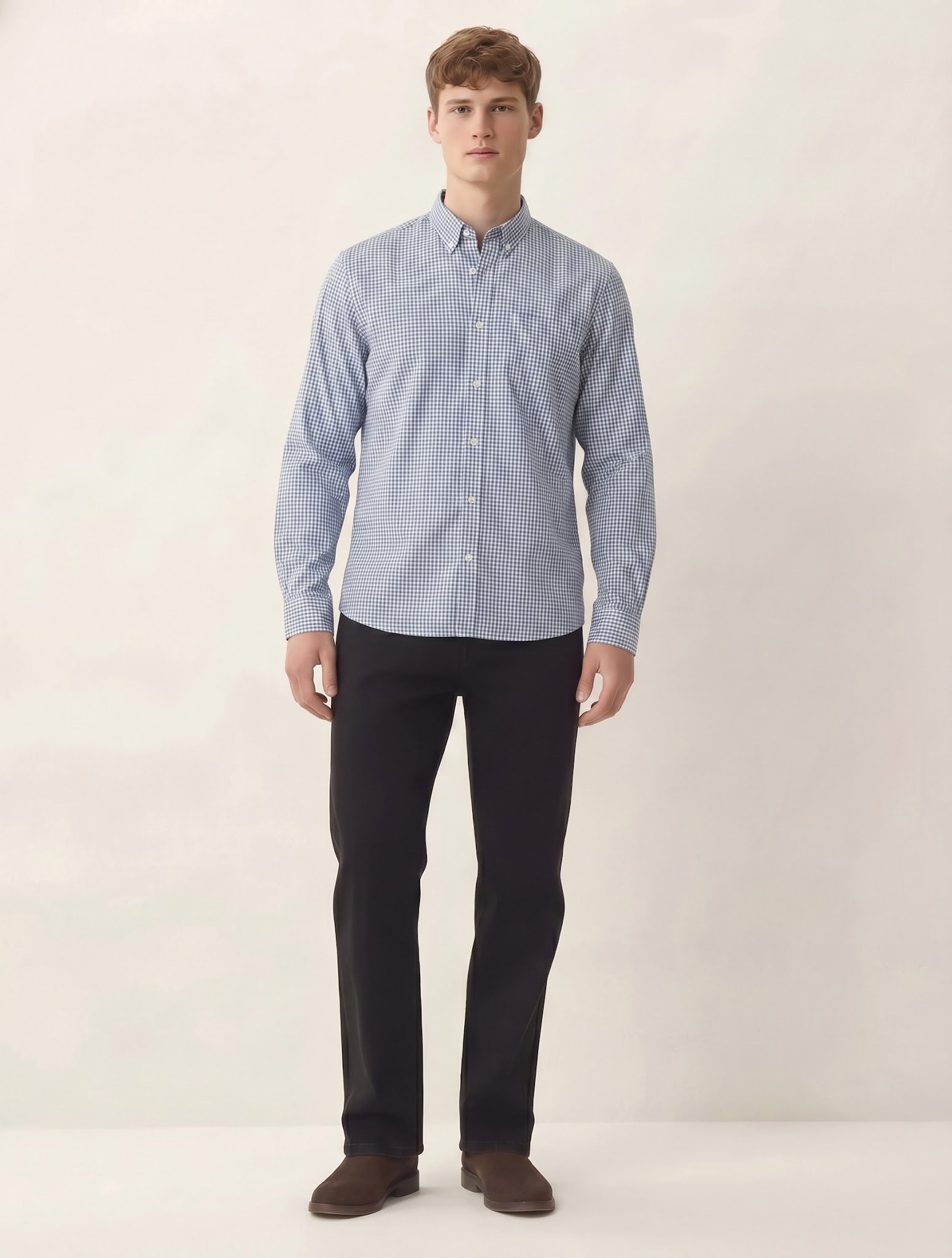 Men Sky Gingham Checks Checked Casual Shirt