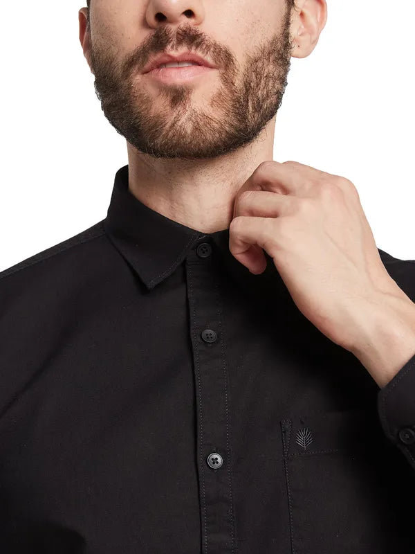 Mettle Spread Collar Curved Cotton Casual Shirt