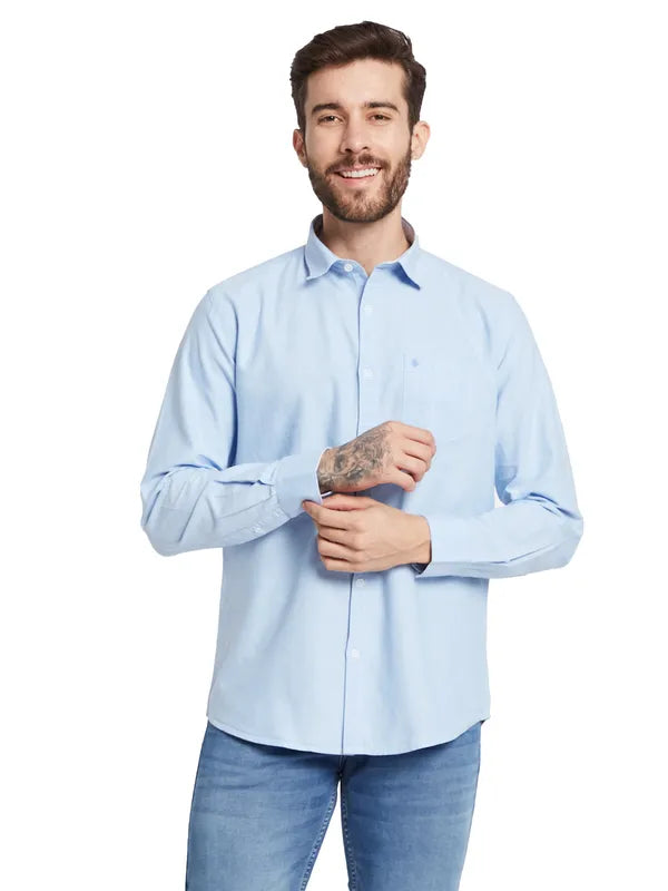 Mettle Spread Collar Long Sleeves Cotton Casual Shirt