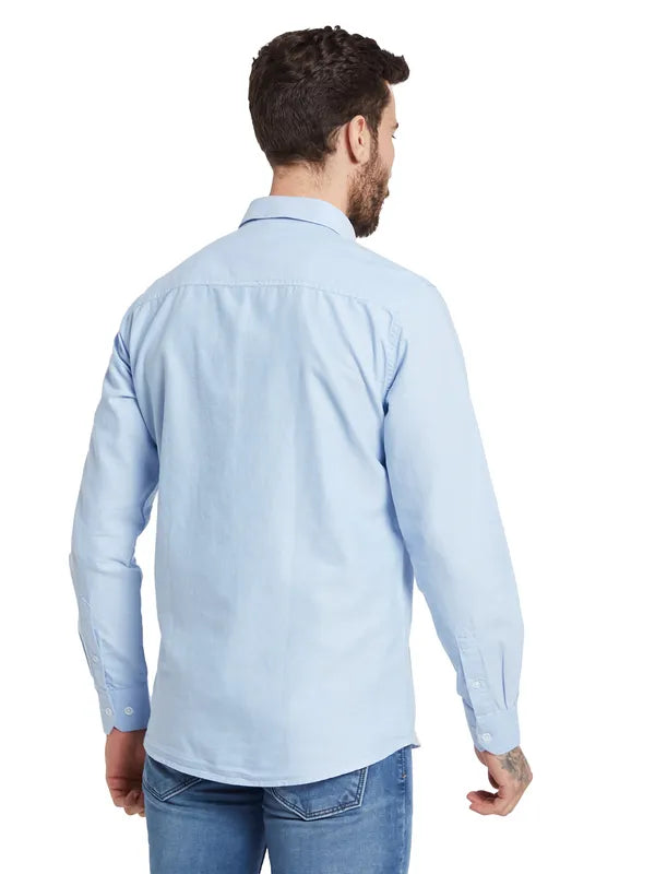 Mettle Spread Collar Long Sleeves Cotton Casual Shirt