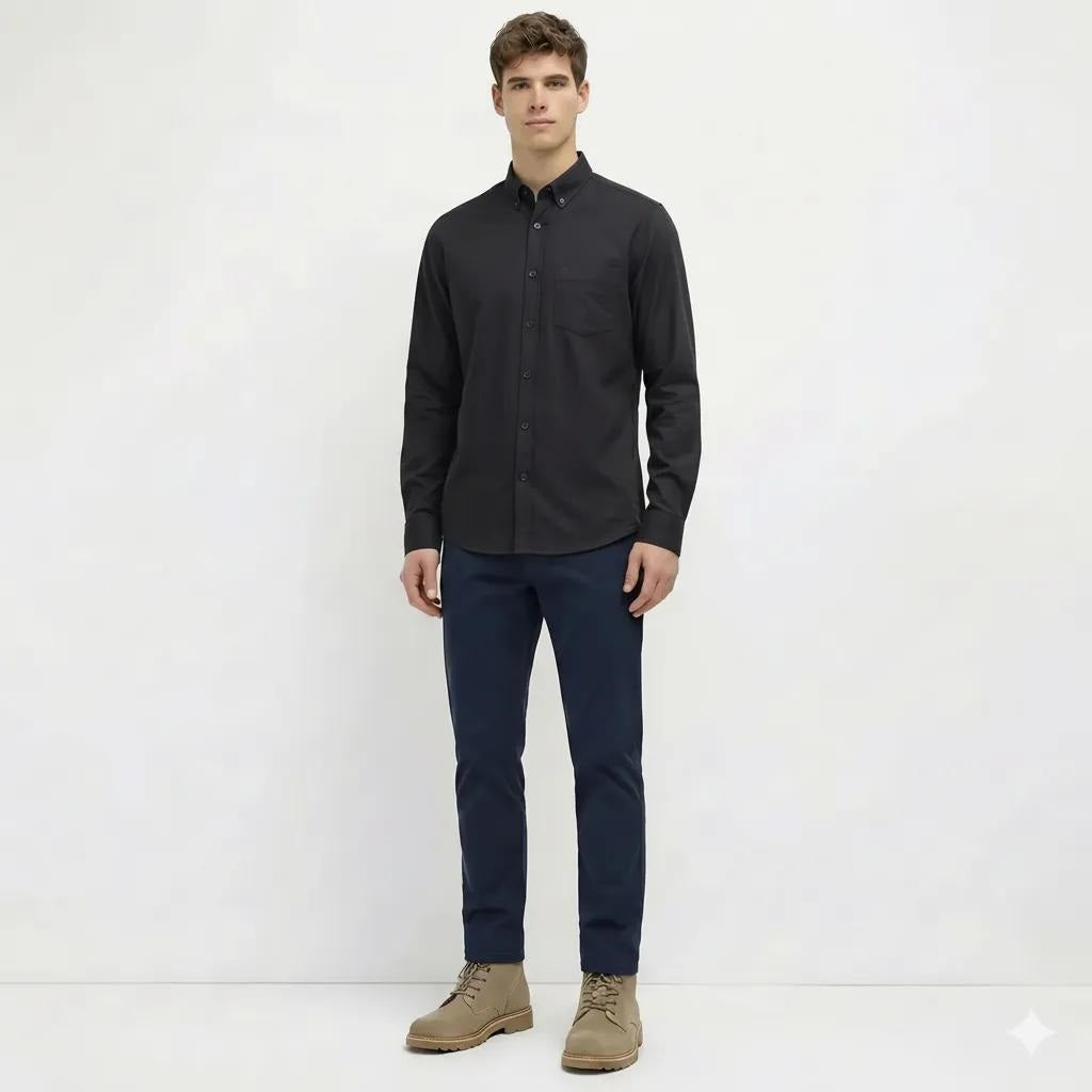 Men Black Solid Casual Shirt