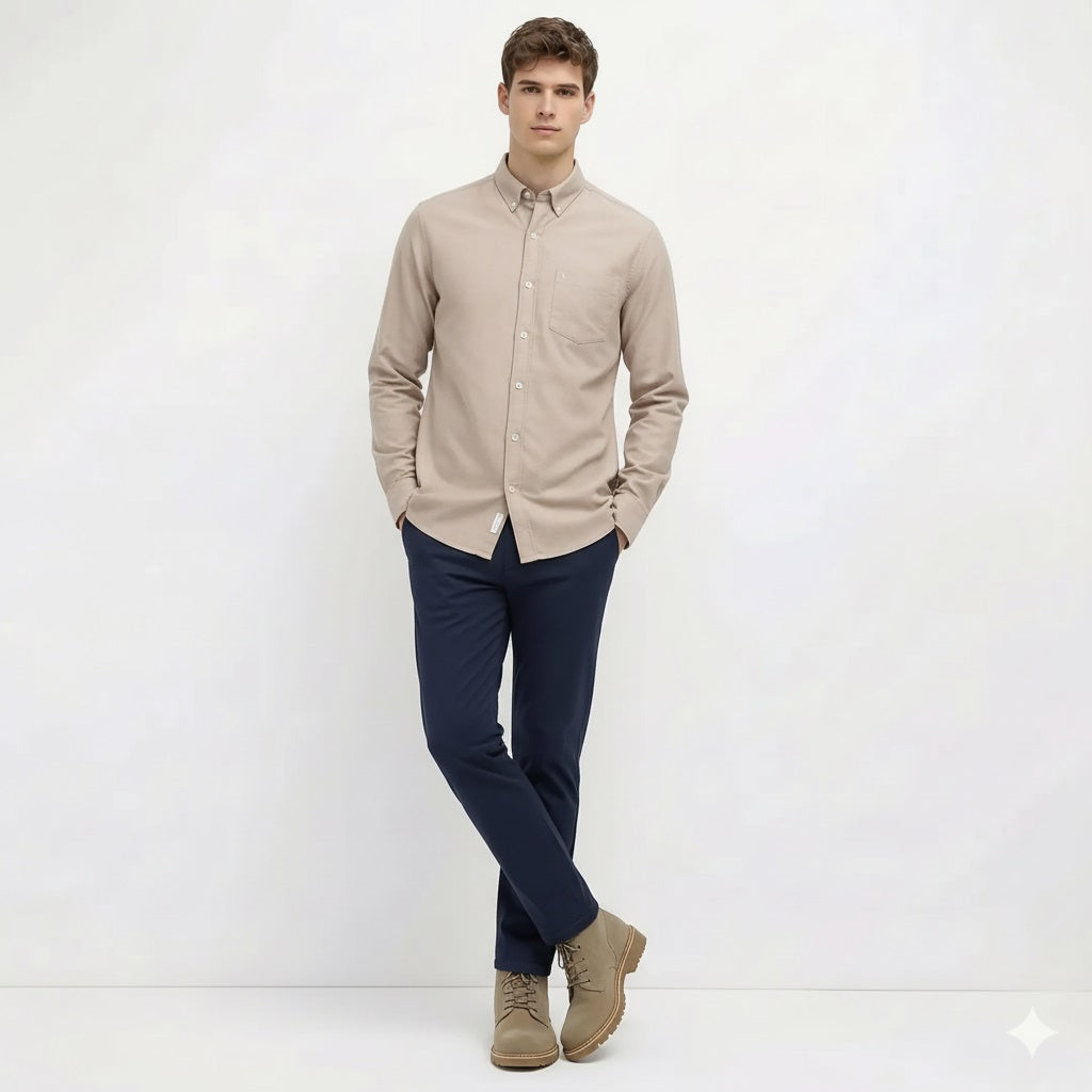 Men Natural Solid Casual Shirt