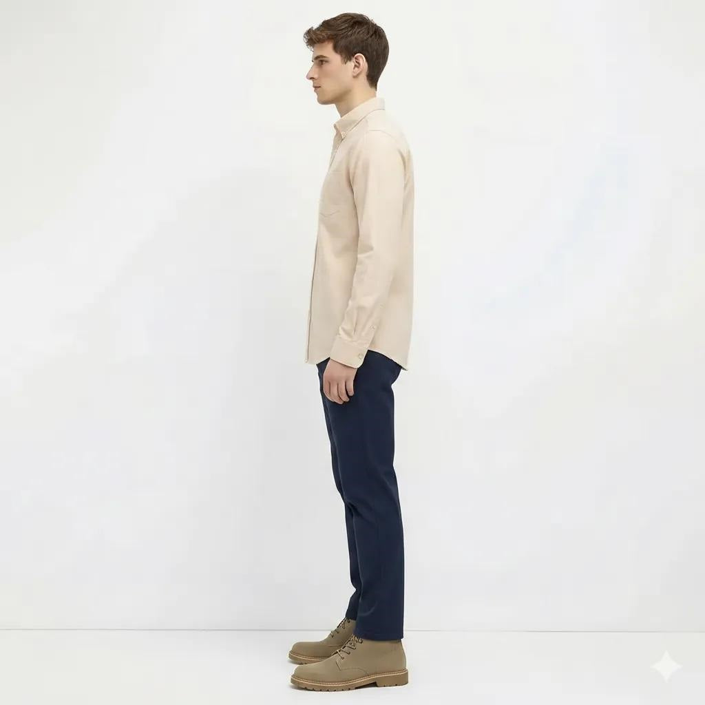 Men Peach Solid Casual Shirt